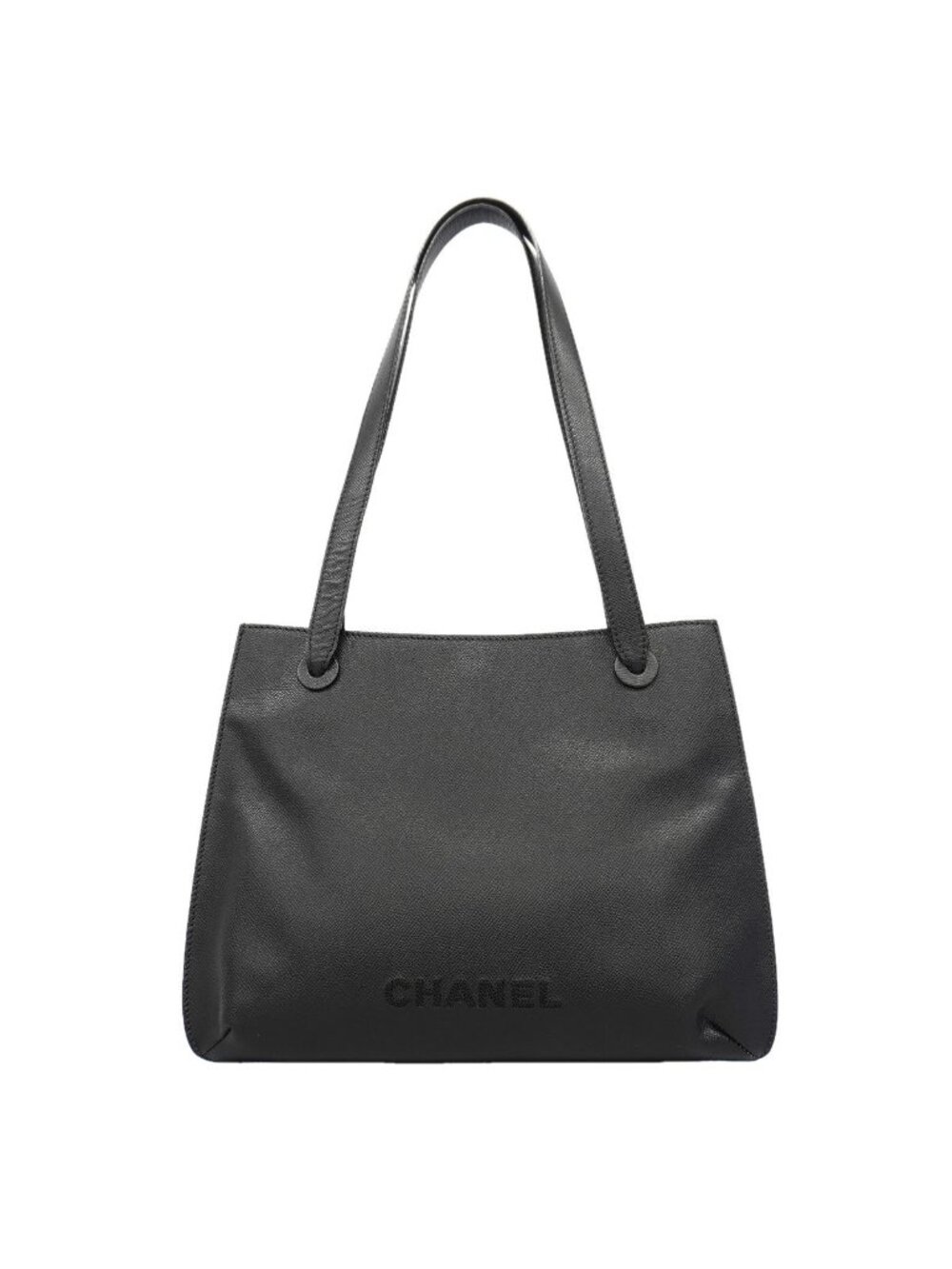 Chanel Shoulder Bag Caviar Leather Black Gold